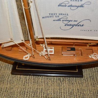 Model Single Mast Sailing Vessel, Isaiah 40:31, 21.5”x17”