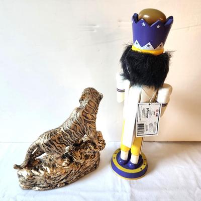 Lot #12 Lot of 2 LSU Collector Pieces - Vintage Plaster Tiger and New with Tag Nutcracker