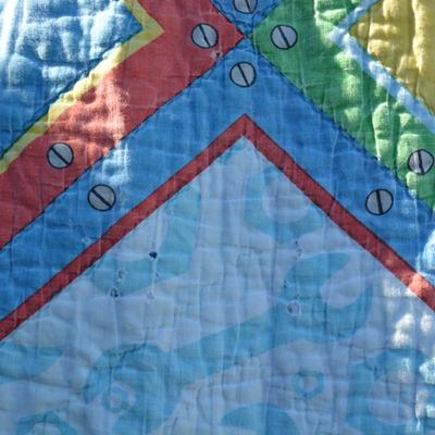 Vintage ‘Bob The Builder’ Hand Stitched Quilt AS IS 82”x63”