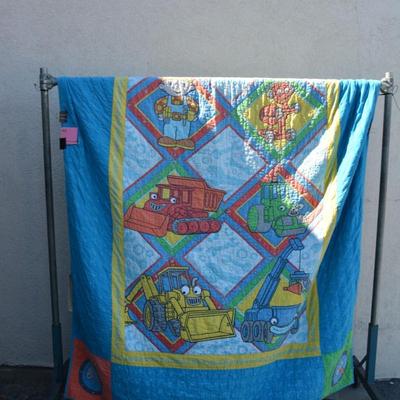 Vintage ‘Bob The Builder’ Hand Stitched Quilt AS IS 82”x63”
