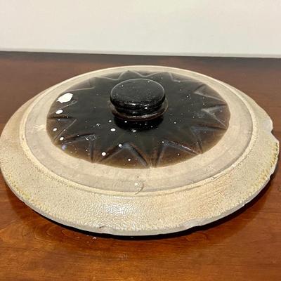 1800s E. W. FARRINGTON #3 Stone Ware Crock With Lid