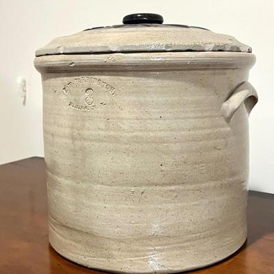 1800s E. W. FARRINGTON #3 Stone Ware Crock With Lid