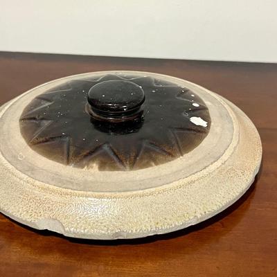 1800s E. W. FARRINGTON #3 Stone Ware Crock With Lid