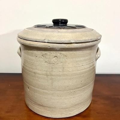 1800s E. W. FARRINGTON #3 Stone Ware Crock With Lid