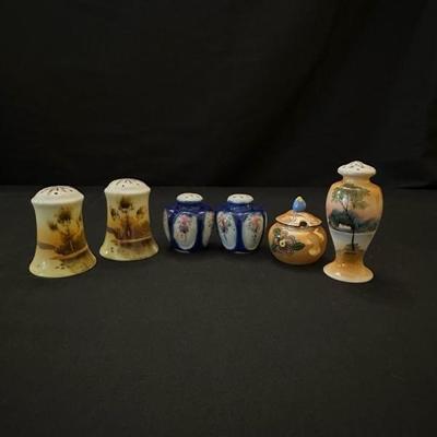 A Collection of Salt & Pepper Shakers with Sugar Trinket