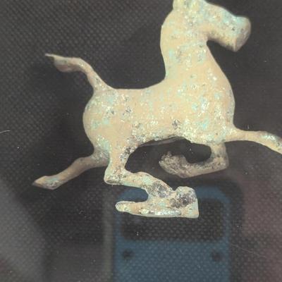Wood Framed Shadow Boxes Asian Horse Sculptures