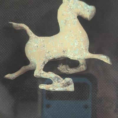 Wood Framed Shadow Boxes Asian Horse Sculptures