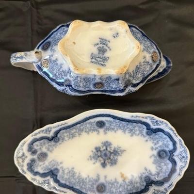 A Bundle of Plates with Various Blue & White Patterns