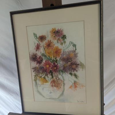 Framed Flower Bouquet Painting Signed By Artist