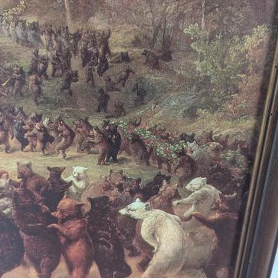 Framed Canvas Art Print "Bear Dance"