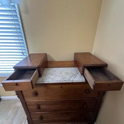 Antique Wooden Dresser with Unique Features