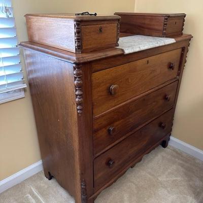 Antique Wooden Dresser with Unique Features