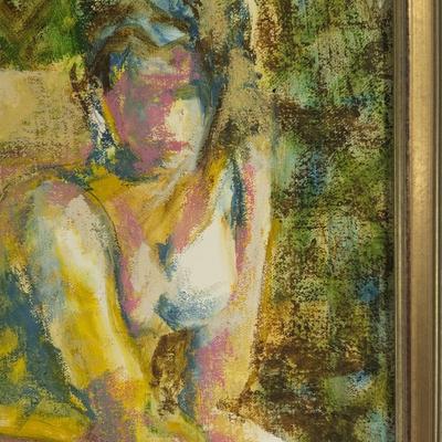 Framed Art Feminine Figure Painting Signed By The Artist