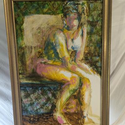 Framed Art Feminine Figure Painting Signed By The Artist