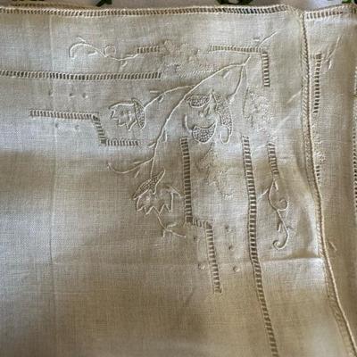 Lot of Floral and Bird Handkerchiefs and Antique Glass