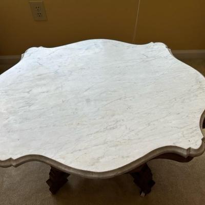 Victorian Style Marble Table With Stunning Carved Detailing