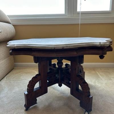 Victorian Style Marble Table With Stunning Carved Detailing