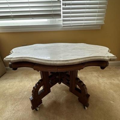 Victorian Style Marble Table With Stunning Carved Detailing
