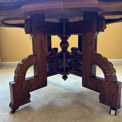 Victorian Style Marble Table With Stunning Carved Detailing