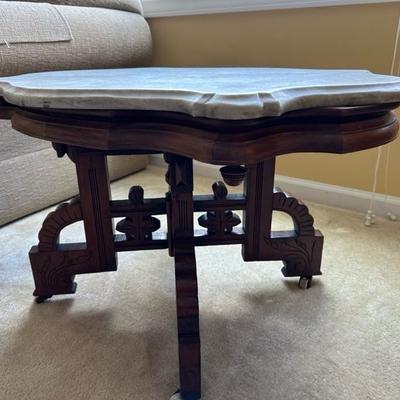 Victorian Style Marble Table With Stunning Carved Detailing