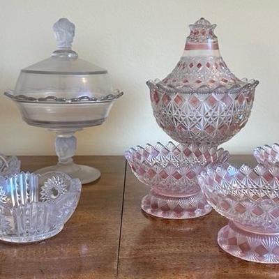 Lot of Vintage Glass Candy Dishes and Small Bowls