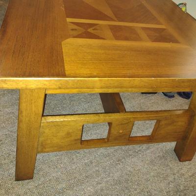 Wooden Coffee Table with Inlaid Design