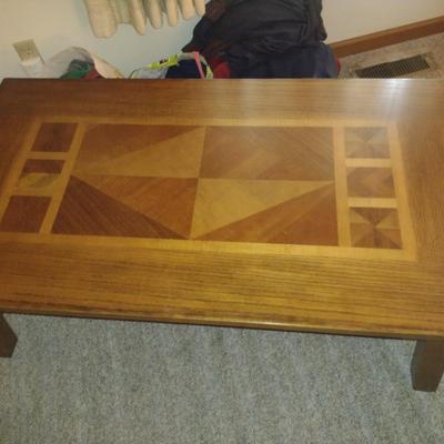 Wooden Coffee Table with Inlaid Design