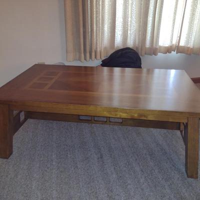 Wooden Coffee Table with Inlaid Design