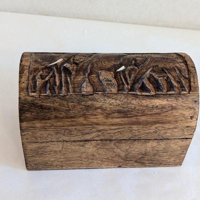 Carved Elephant Wooden Box