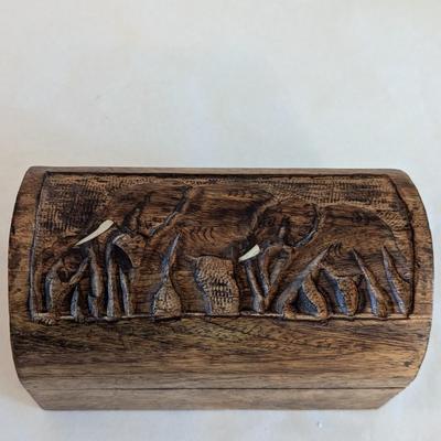 Carved Elephant Wooden Box