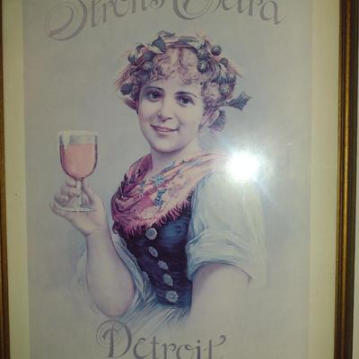 Framed Stroh's Beer Advertisement Poster- Approx 30 3/4" x 22 3/4"