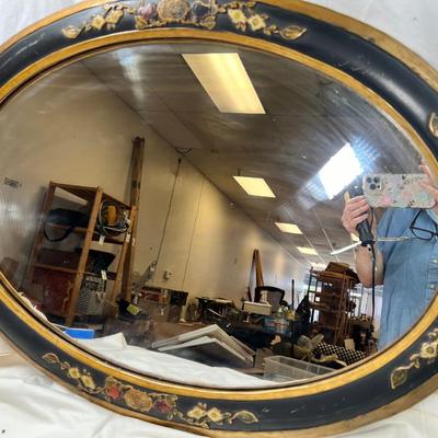 Mid Century Oval Mirror with Asian designs