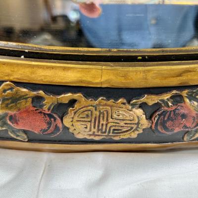 Mid Century Oval Mirror with Asian designs