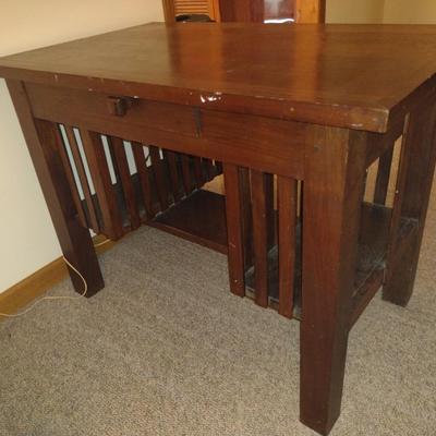 Vintage Solid Wood Arts And Crafts Desk