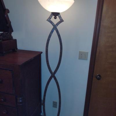 Metal Post Floor Lamp with Glass Shade
