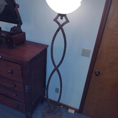 Metal Post Floor Lamp with Glass Shade