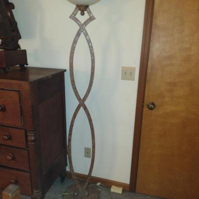 Metal Post Floor Lamp with Glass Shade