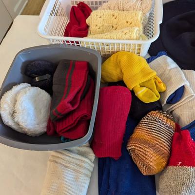Assortment Of Long Socks Gloves & Hats