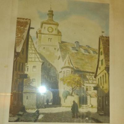 Framed Architectural Design Print- Signed by Artist- Approx 23 1/4" x 17 1/2"