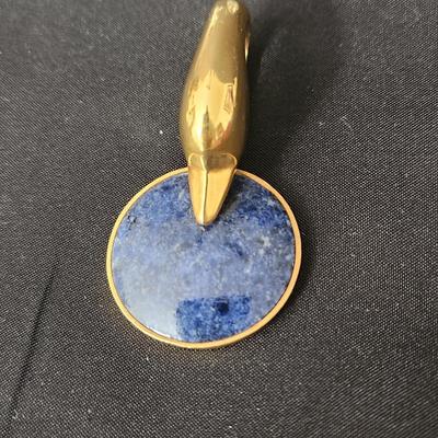 Ilias Lalaounis Greek 18kt Gold Swan w Gem Stone Pendant