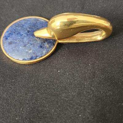 Ilias Lalaounis Greek 18kt Gold Swan w Gem Stone Pendant