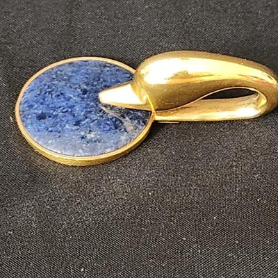 Ilias Lalaounis Greek 18kt Gold Swan w Gem Stone Pendant
