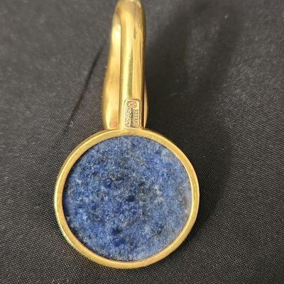 Ilias Lalaounis Greek 18kt Gold Swan w Gem Stone Pendant