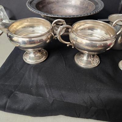 Lot of 6 pcs Sterling Silver Bowls Cup Sugar Creamer