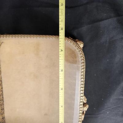 Vintage Filigree Beveled Glass Jewelry Trinket case w Cherub Feet