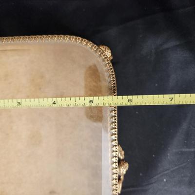 Vintage Filigree Beveled Glass Jewelry Trinket case w Cherub Feet