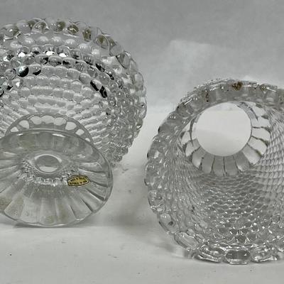 Vtg MCM Hobnail Fairy Lamp Clear Glass Candle Holder