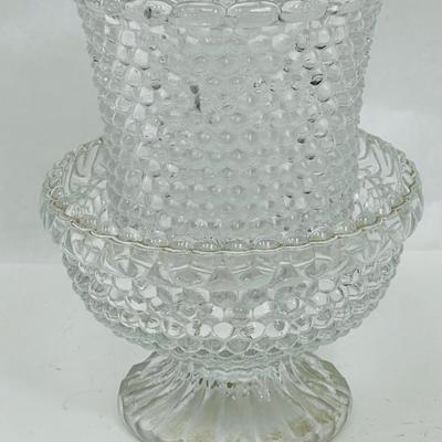 Vtg MCM Hobnail Fairy Lamp Clear Glass Candle Holder
