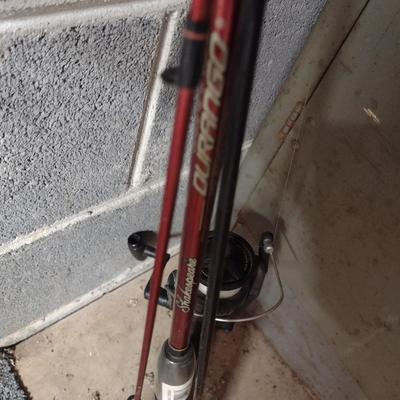 Pair of Fishing Rods and One Reel Open Face