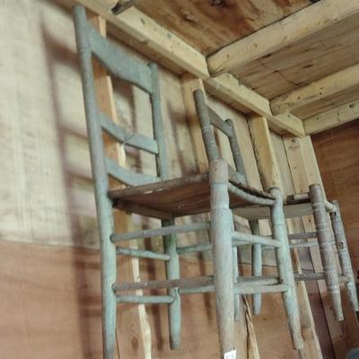 Pair of Antique Farm Chairs (B)